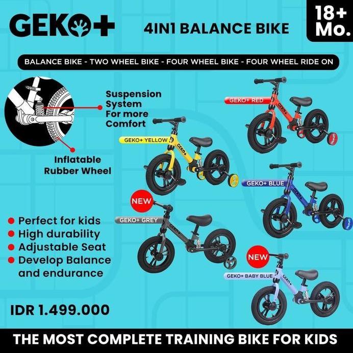 Ready Geko+ 4 in 1 balance bike sepeda anak