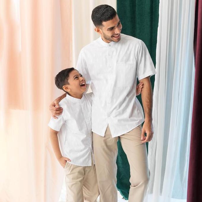 Uwouwo- Casella Baju Koko Pria Lengan Pendek | Koko Couple Ayah-Anak Nizar Edition