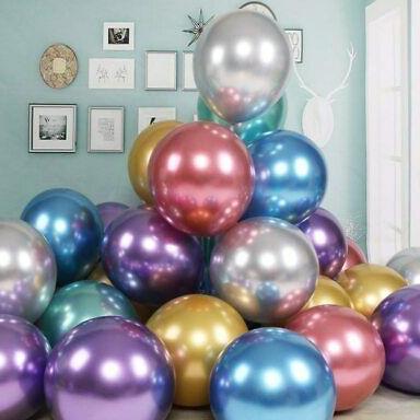 Thebest- Balon Latex 18 Inch Metalik Chrome / Balon 18 inch Krom Metalic