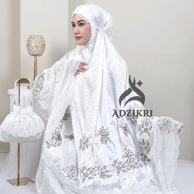 DISKON ADZIKRI - MUKENA DEWASA 2IN1 PREMIUM SILK BORDIR ZEVANYA
