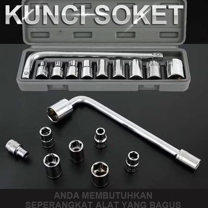 KUNCI SOCKET WRENCH-Kunci Socket 10 pcs dan 27 Pcs Mata Kunci Socket Set 10 Pcs