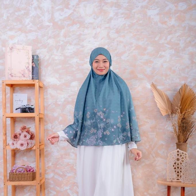 VESELKA Alesya Bergo Syari Hijab Printing instant Khimar Motif Bunga Syari Jilbab Kerudung Praktis m