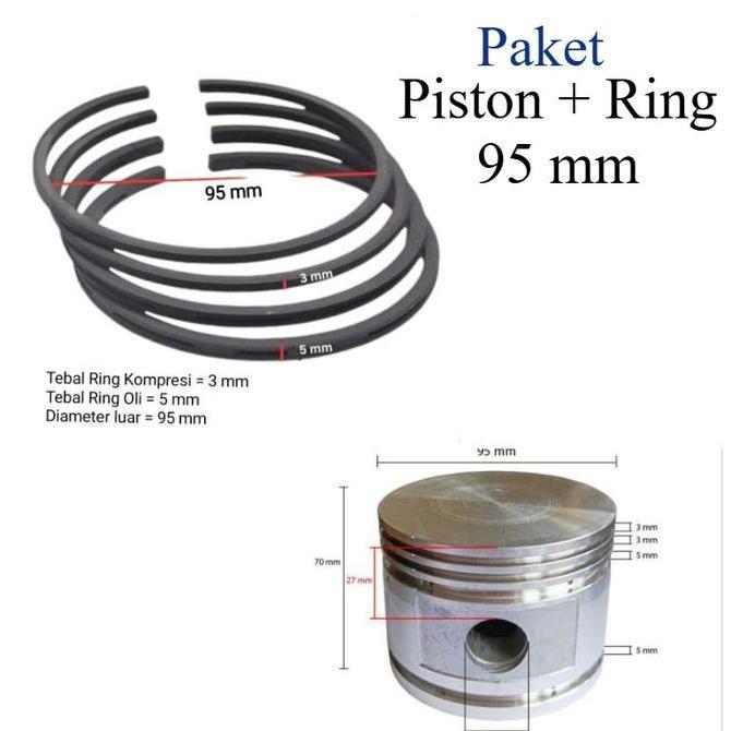 Bang_kopai - Paket Piston Ring Piston Kompresor Ukuran 95 mm