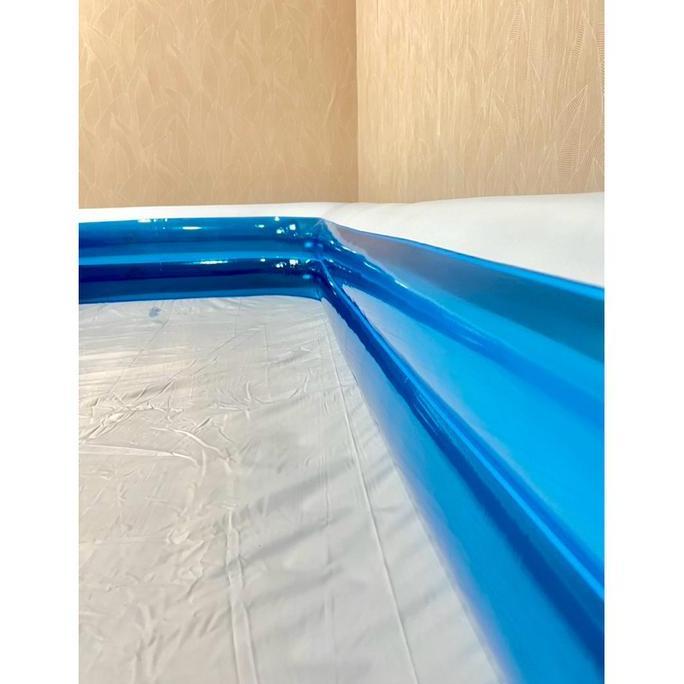 aquatic kolam renang anak jumbo kotak polos biru 305 cm 2 ring - kolam renang keluarga jumbo Plastik