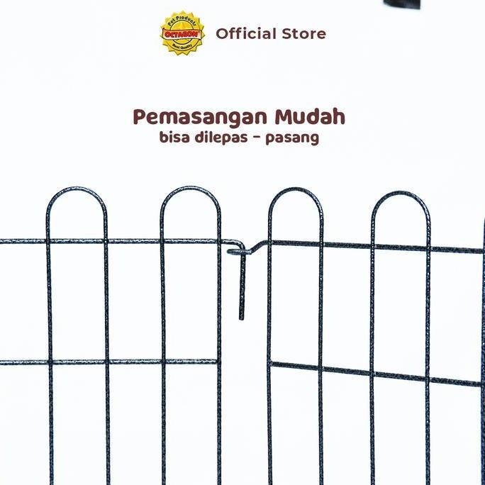 Kandang Octagon - Kandang Pagar Besi Ukuran 90x60cm isi 12pc | Kandang Pagar Anjing (TERBAIK) (TERBA