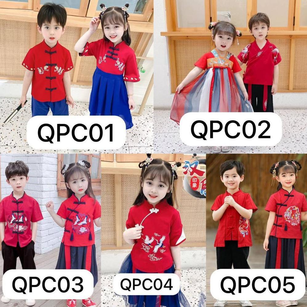 Fairyland | Qipao Cheongsam Couple SETELAN anak laki Dress Anak Perempuan Imlek Chinese New Year Qip