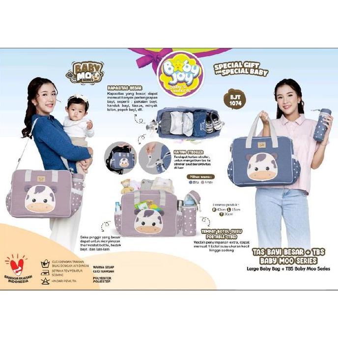 BABY JOY Tas Bayi Besar + Tempat Botol Susu Baby Moo Series