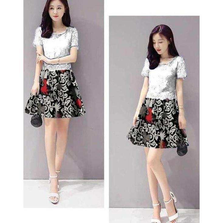 Premium Dress Pesta Wanita Brukat Batik Polos Baju Kondangan Wanita Remaja Dewasa Motif Bunga Gaun W