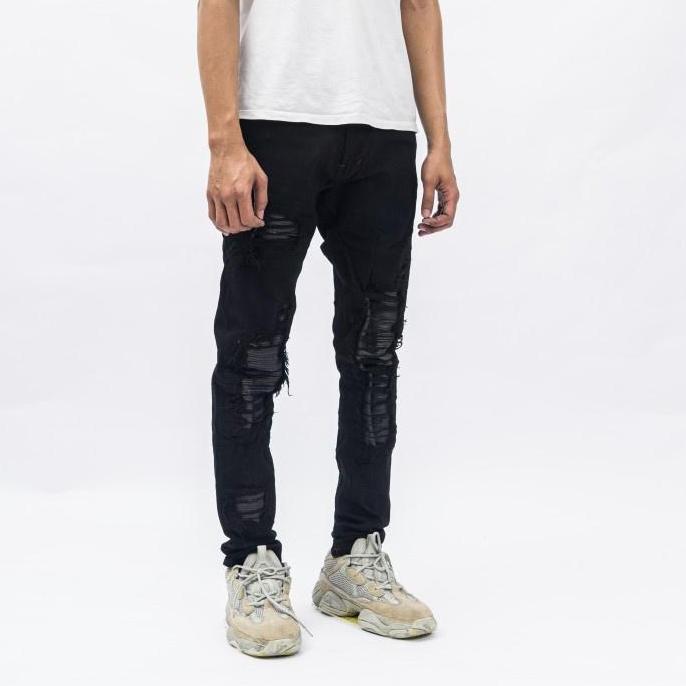 H1 leather patch - Black - Celana Jeans murah