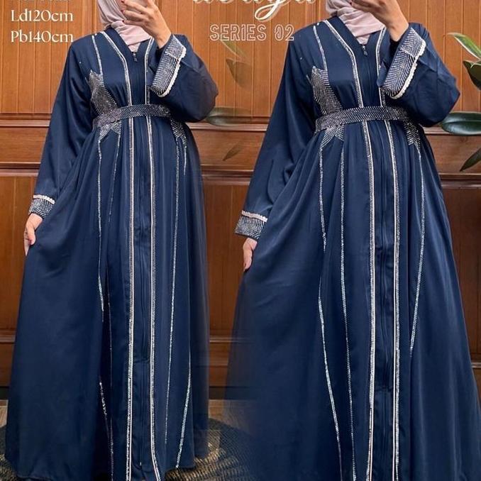 Grosir Abaya Arumie Series 02 Mewah Baju Gamis Lebaran Marbella Import Jetblack Premium Putih Denim 