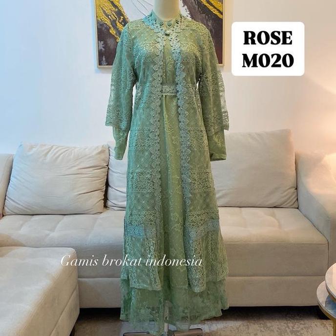 Murah Dress Rose M070 Outer Rompi Lepas Mewah Cantik Elegan Muslim Gamis Remaja Pesta Wanita Brokat 