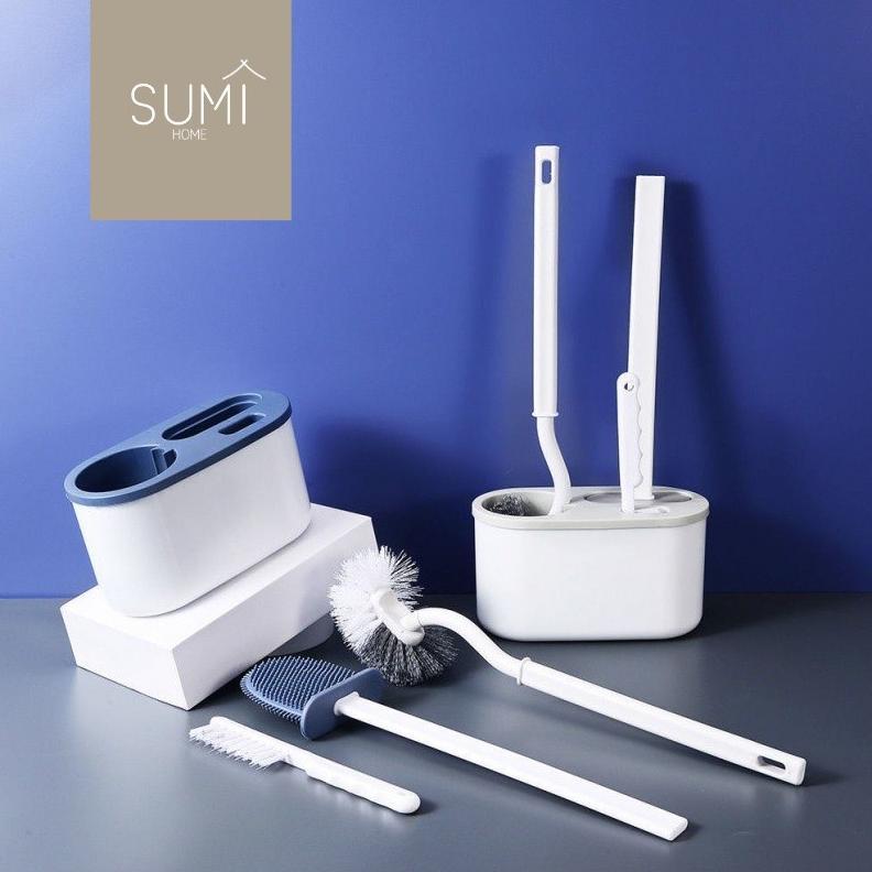 SUMI Sikat Wc Toilet 3in1 Sikat Pembersih Kamar Mandi Toilet Brush Set 3in1 Pembersih Silikon