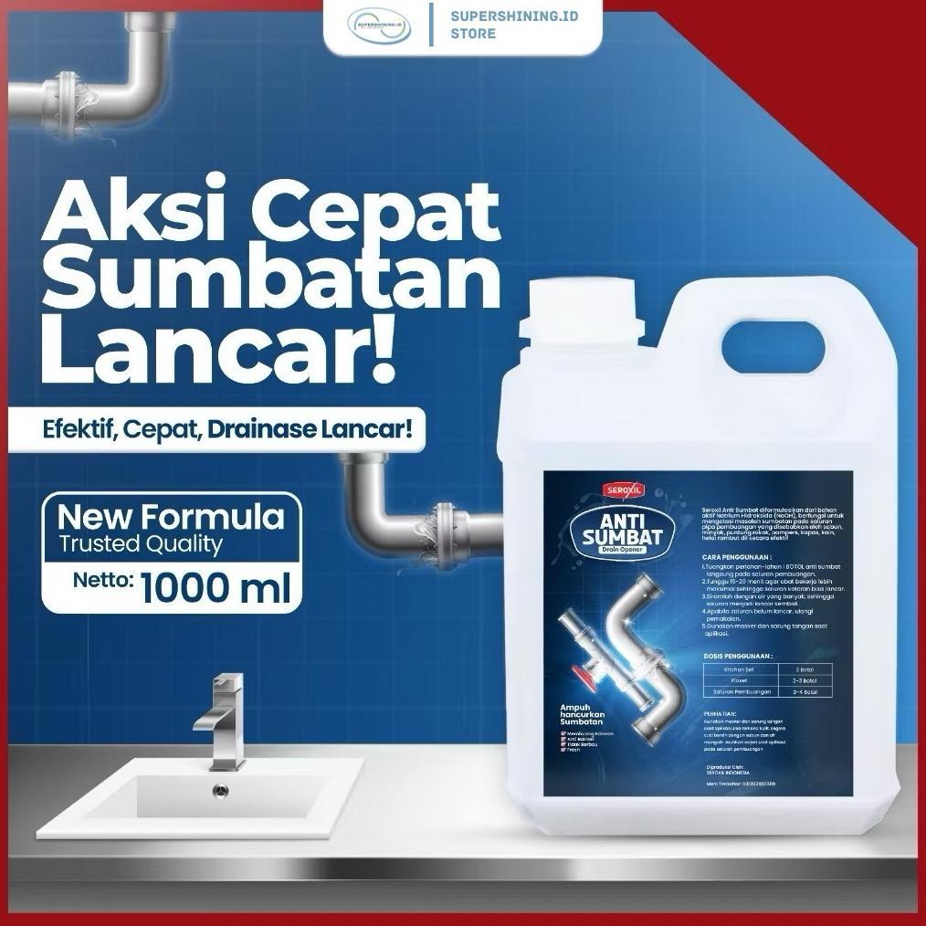 (Isi Ulang) Cairan Anti Sumbat WC Toilet Wastafel Drain Opener Soda Api Cair 1L