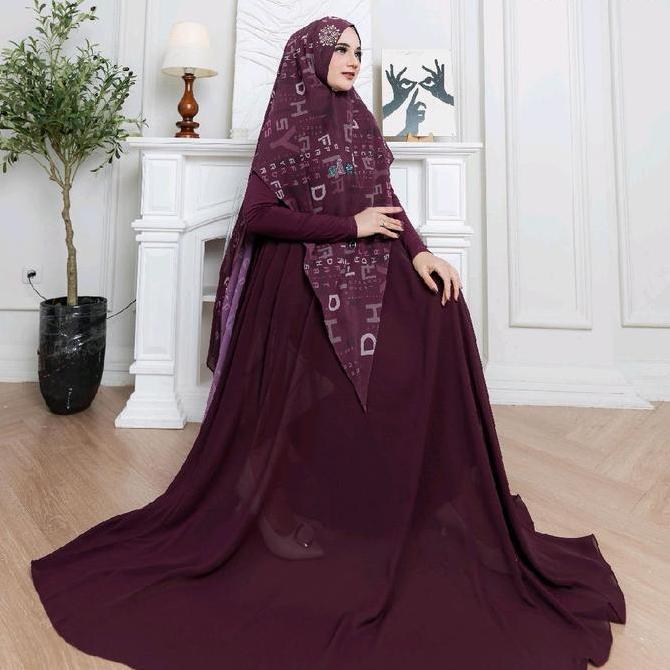 Sale Yasmine Seriesss By Farfadh Syari  Gamis Ceruti Khimar Motif Muslim Nyaman
