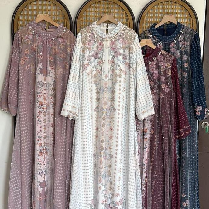 Grosir Fatunhijabs - Javina Maxi Dress Bahan Ceruty Gamis Muslim Wanita