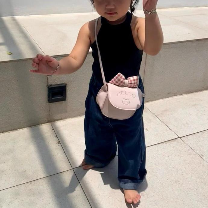 Tas Selempang Mini Anak Perempuan Hello Kitty Model Pita Korea Lucu Fashion