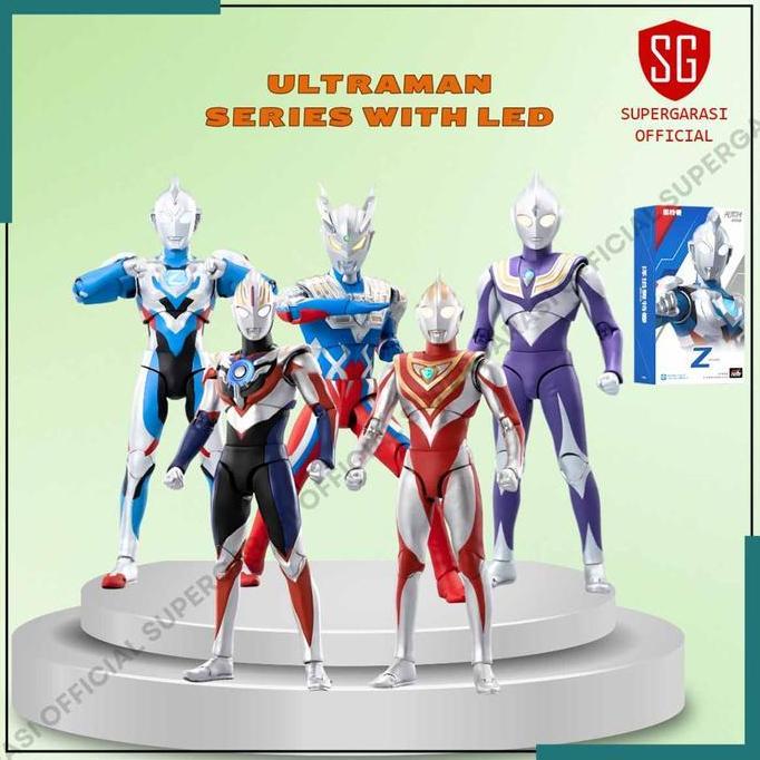 Ultraman gaia orb zero zeta tiga zd toys action figure mainan pajangan ada stand base