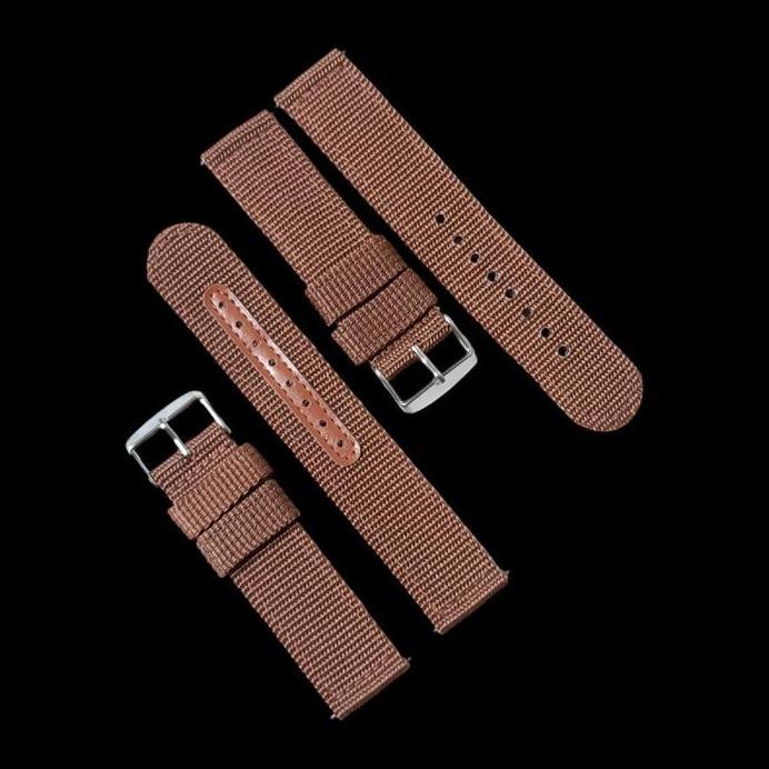 strap jam tangan kanvas 20mm 22 mm 24 mm coklat dan hijau tali jam tangan harga per pcs / spasang