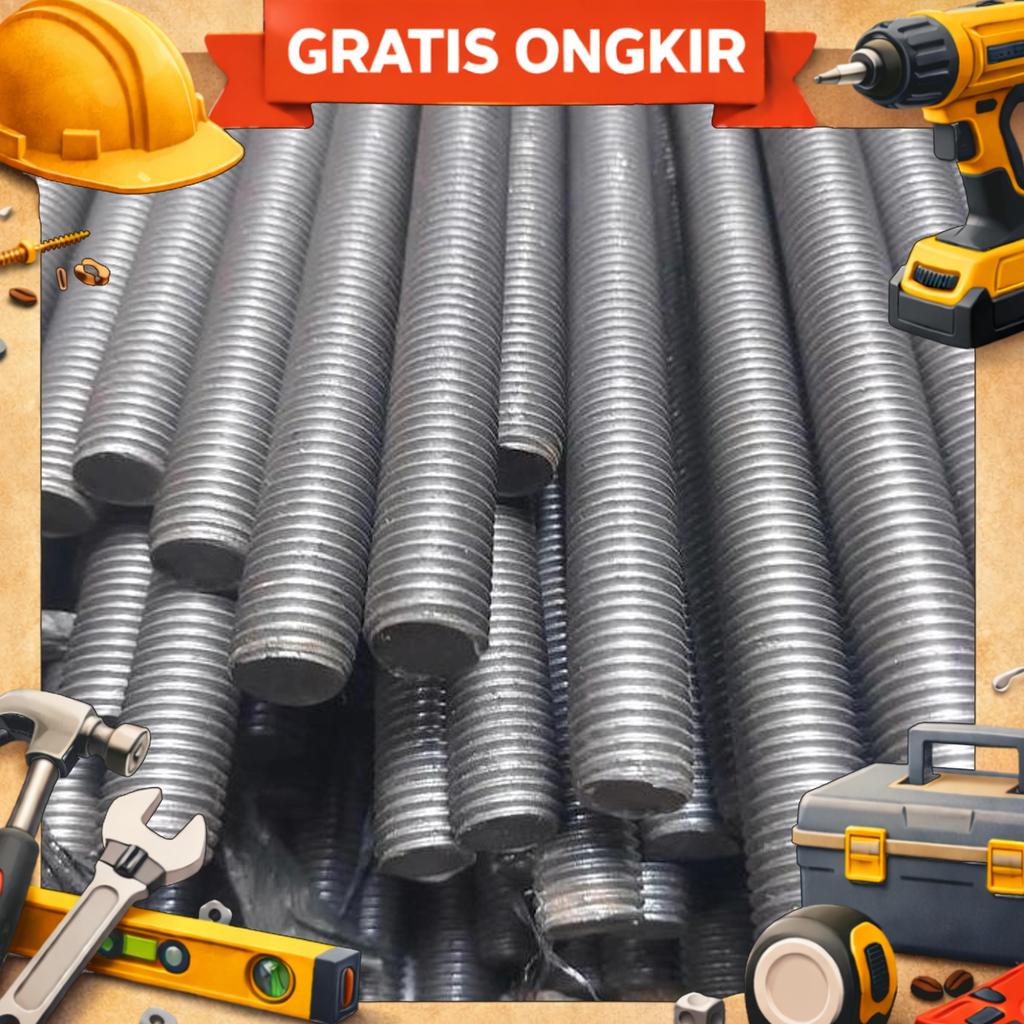 As Drat Besi Mentah M39 / Stud Bolts Long Drat 1 Meter 39Mm