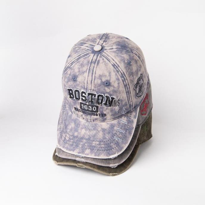 Planet Jeans - Topi Baseball Denim Ripped Pria Wanita Unisex Aksen Robek Acid Washed Series BC23