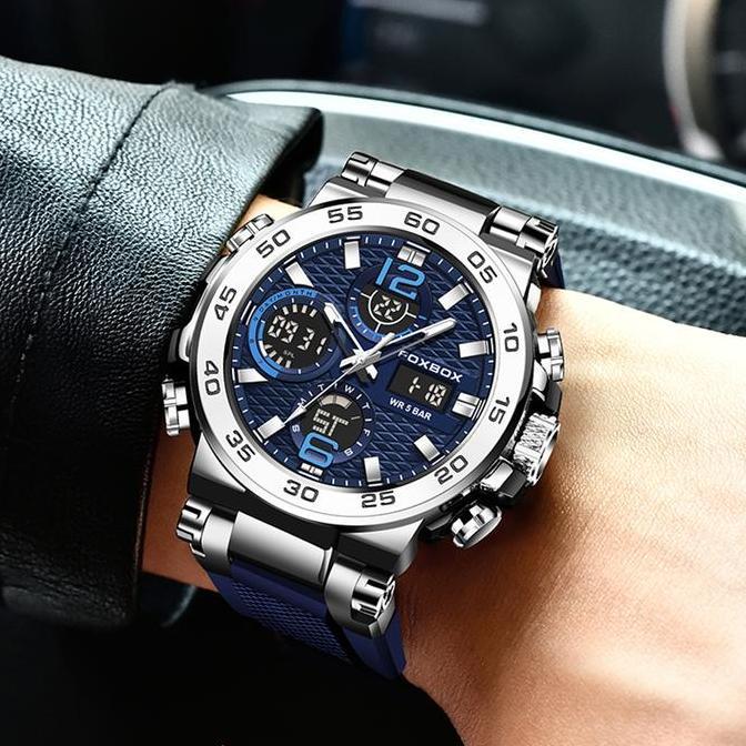 DISKON LIGE JAM TANGAN KUARSA PRIA TAMPILAN GANDA DIGITAL MODIS JAM TANGAN KUARSA OLAHRAGA KRONOGRAF