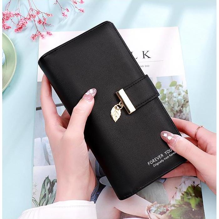 DOMPET PANJANG WANITA KOREA KULIT PREMIUM MEWAH DAUN FASHION SCALY MURAH LIPAT ABG BATAM ORI