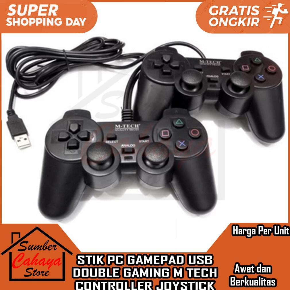 STIK PC GAMEPAD USB DOUBLE HITAM KUALITAS SUPER GAME PAD DOUBEL DOBEL DOBLE ANALOG GAMING M TECH MTE
