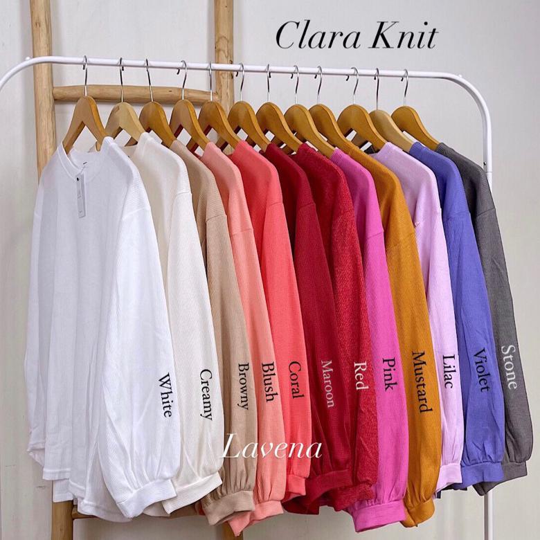 HARGA TURUN LAVENA Clara Knit Blouse / waffle knit / atasan lengan panjang balon / kaos lengan panja