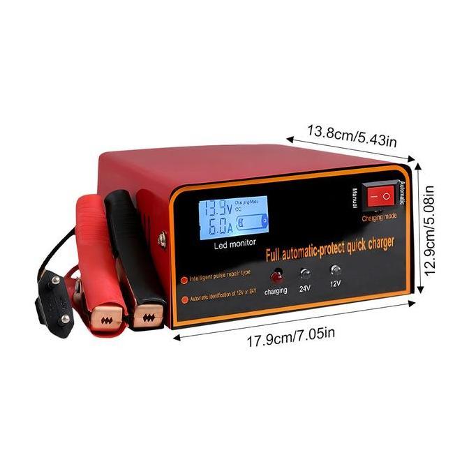 Charger Aki Motor Mobil/1500A/Otomatis Accu Kering Dan Basah Lead Acid/Battery Charger Auto Charger 