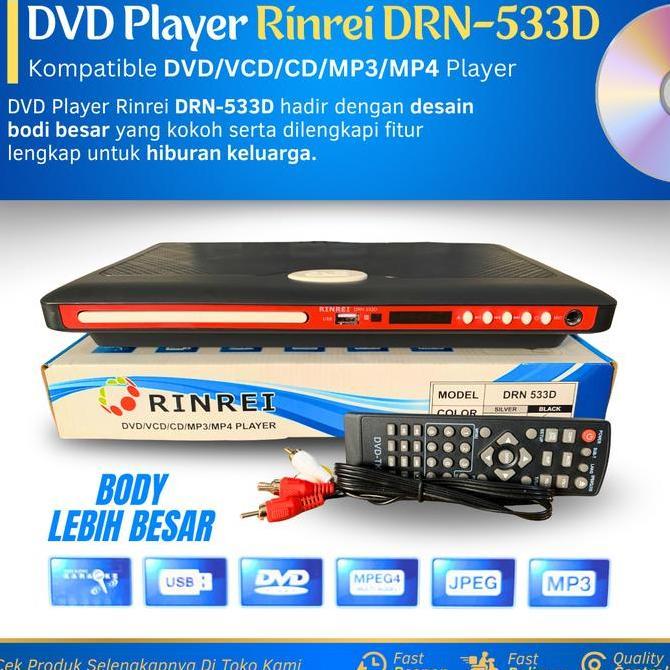 Murah Dvd Player Rinrei Drn-533D New Body Besar Dvd/Vcd/Cd/Mp3/Mp4 Player Multimedia Pemutar Film Ka