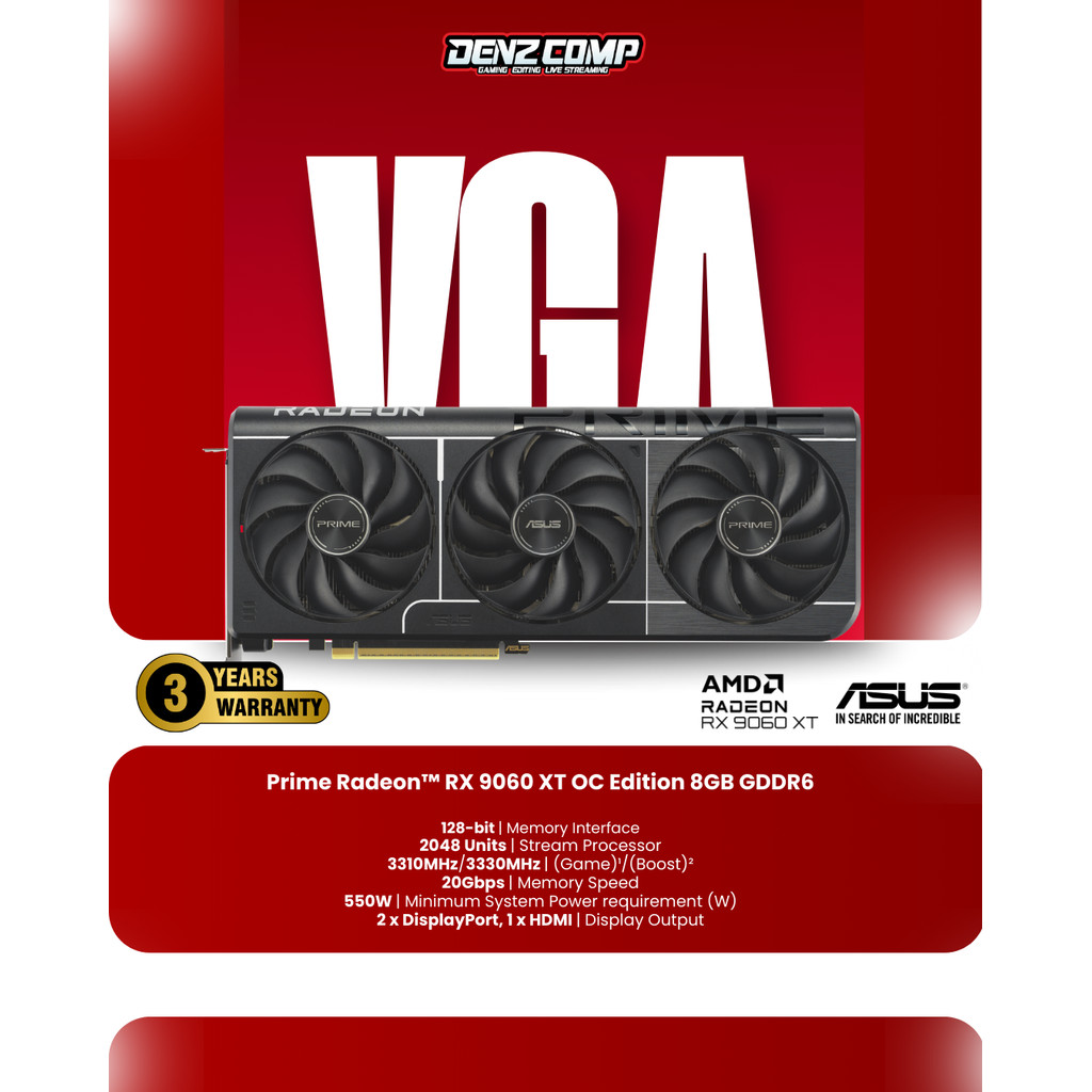 ASUS Prime Radeon RX 9060 XT 8GB GDDR6 OC Edition / RX9060 XT