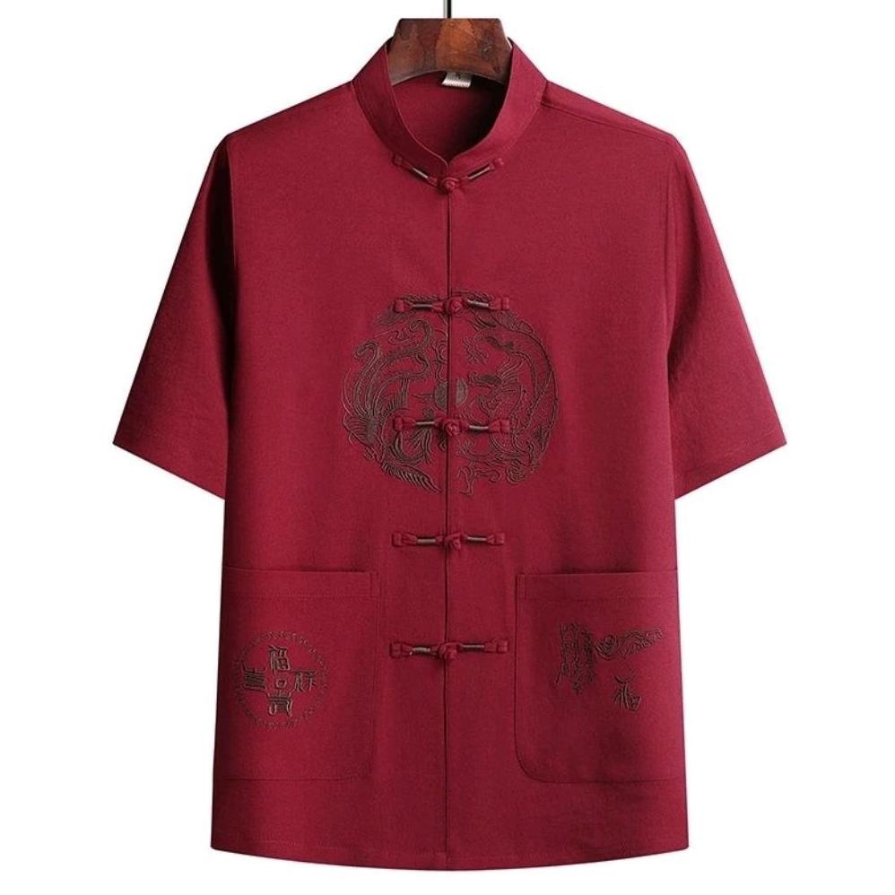 Atasan Cheongsam Pria Katun Bordir