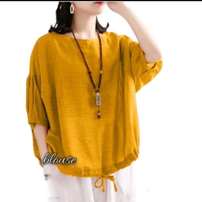 Gratis Ongkir Atasan Blouse Wanita Kerut Bawah Casual Fashion Model Terbaru Lebaran 2024 Size M/L/Xl