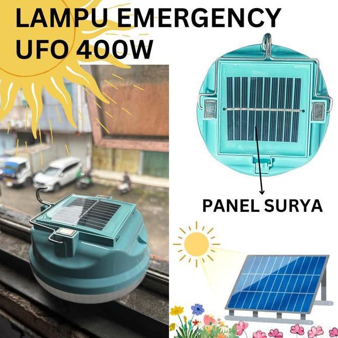 Lighzx- Lampu Led Emergency Ufo 400W /Solar Panel Led/ Lampu Emergency Gantung Lampu  Taman  Outdoor