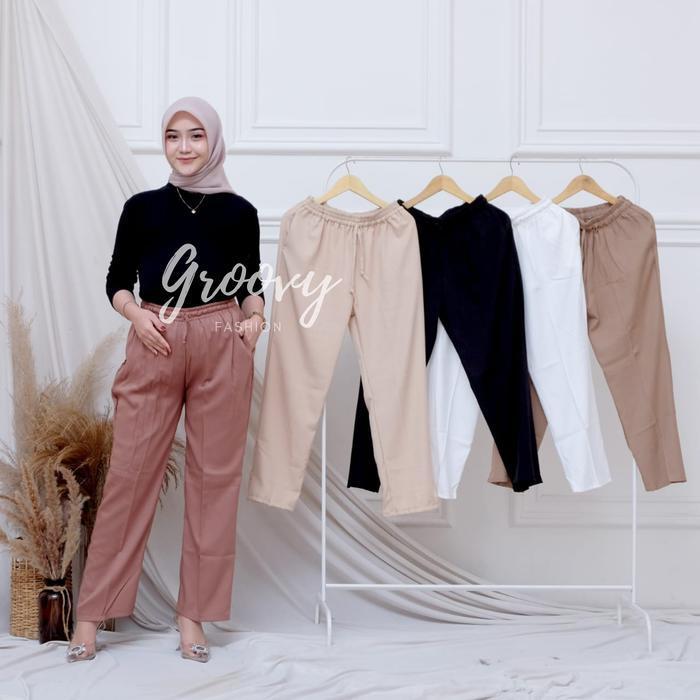 Celana Ibu Hamil Max Bb 55 Pinggang Karet Tali - Groovy Pregnant Pants Kehamilan Wanita Bumil