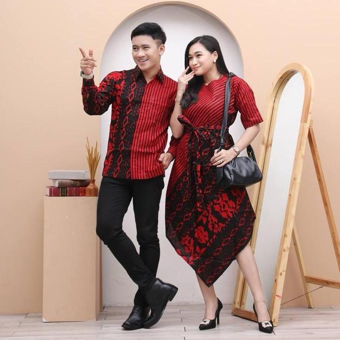 (BEST SELLER) Couple Dress Lancip Dan Kemeja Songket New Motif Terbaru Edisi Natal / Couple Seragam 