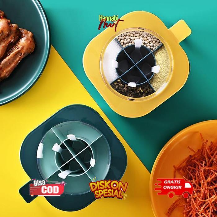 HANNABIMART KOTAK BUMBU DAPUR 4 IN 1 / TEMPAT BUMBU DAPUR SET / WADAH BUMBU DAPUR PORTABLE /TEMPAT G