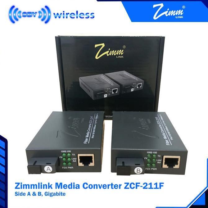 BEBAS ONGKIR - Media Converter Gigabyte ZCF-211F Zimmlink Fiber Optic , AB Sepasang,