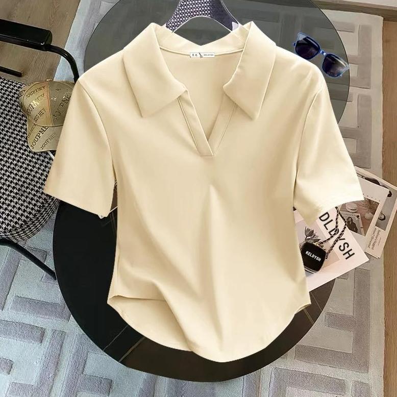 DISCOUNT KAOS CROP TOP POLO SHIRT WANITA LENGAN PENDEK/CROP TOP POLOS KERAH/KAOS WANITA/ATASAN BERKE