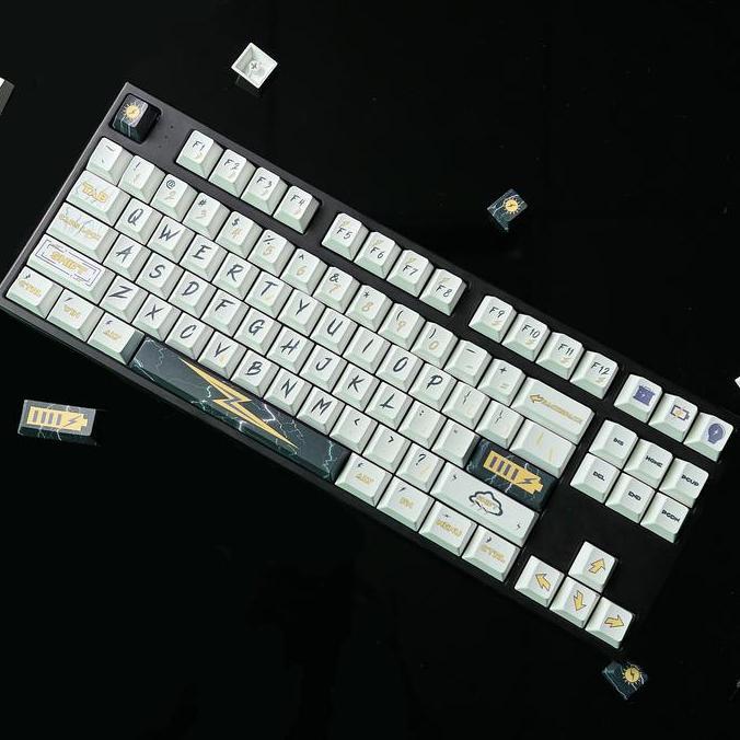 HARGA DISC - Keycaps Cherry Profile PBT Dyesub Lightning Black White