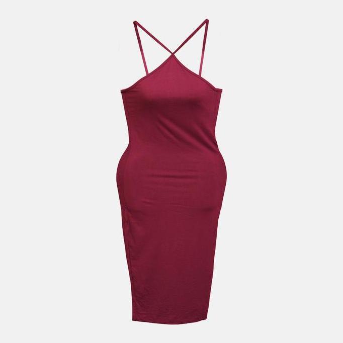 Termurah  [Halofashion] Jihyo Sexy Bodycon Dress Halter Casual Dress Midi Dress Elegant Dress Korean
