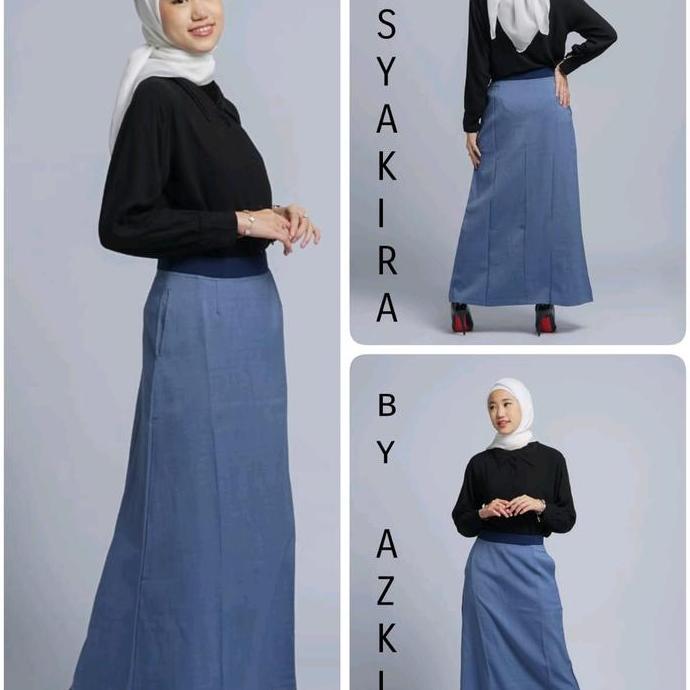 Griloff- Rok Kerja Kantor Kasual Wanita A Line Panjang Terbaru Modern Kekinian Pinggang Full Karet E