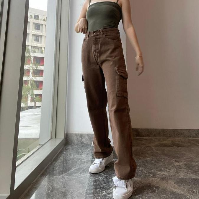 Terlaris Celana Jeans Wanita Boyfriend Cargo Ootd Panjang