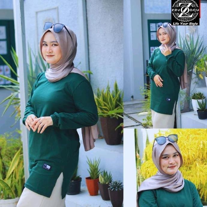 Cantek- Bisa Cod Kaos Tunik Wanita Polos Bisa Untuk Seragaman - Lengan Panjang Bahan Katun Combed 24