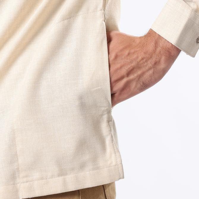 EDWIN JEANS - Kemeja Koko Pria Lengan Panjang BILAL BEIGE Baju Muslim Pria Top Man Muslim Shirt