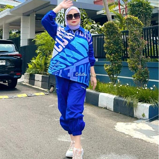 Murah Jaket Terbaru Katun Wanita Dewasa Motif Desain Printing Calistha Setelan