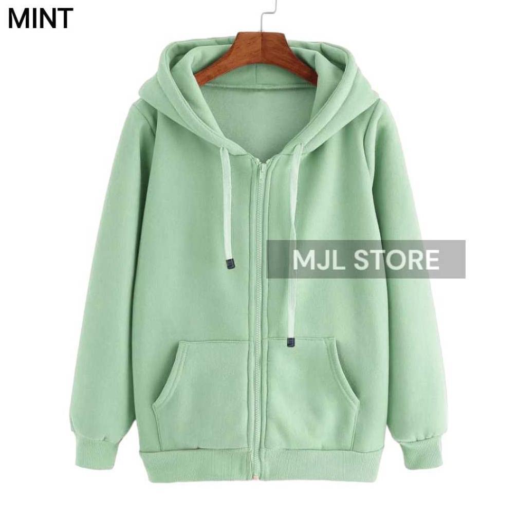 PREMIUM JAKET ZIPPER HOODIE POLOS SWEATER RESLETING M,L,XL,XXL PRIA WANITA MINT