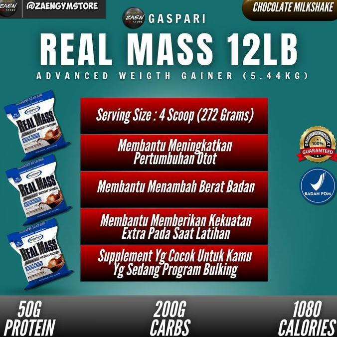 GASPARI REAL MASS ADVANCED WEIGHT GAINER 12 LBS