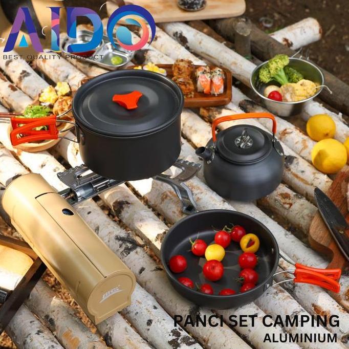 Mosquebarbara - Cod Alat Masak Panci Camping Gunung Aluminium Cooking Set Camping Nesting 1-2 Person