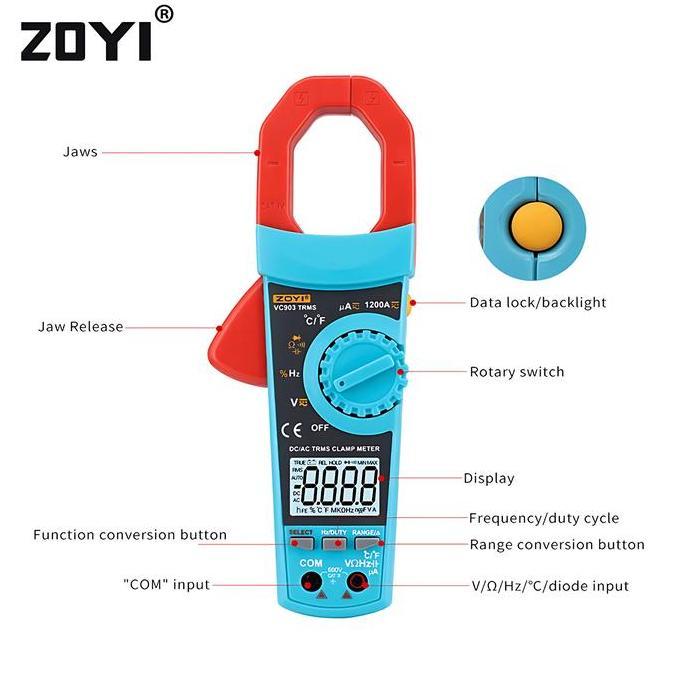 Mepora- Zoyi Vc903 Auto Range Clamp Meter Tang Amper Digital Tang Ampere Ac Dc